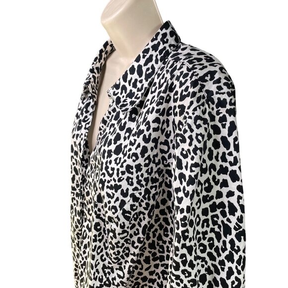 Lane Bryant Button Down Blouse Animal Print Top Plus Size 26 Black White u - Picture 3 of 10